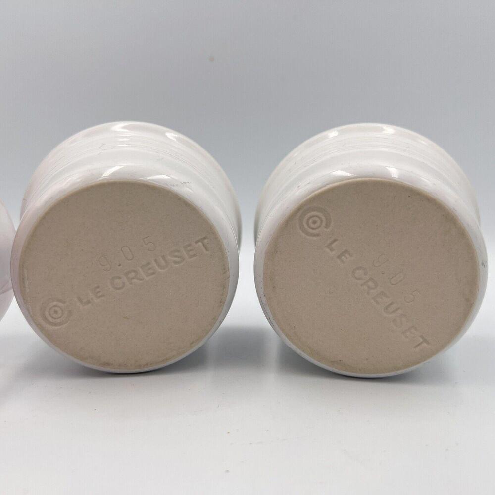 Vintage 2005 LE CREUSET‎ Stoneware Ramekins 4 oz  (150ml) White Set Of 2 - Picture 4 of 7